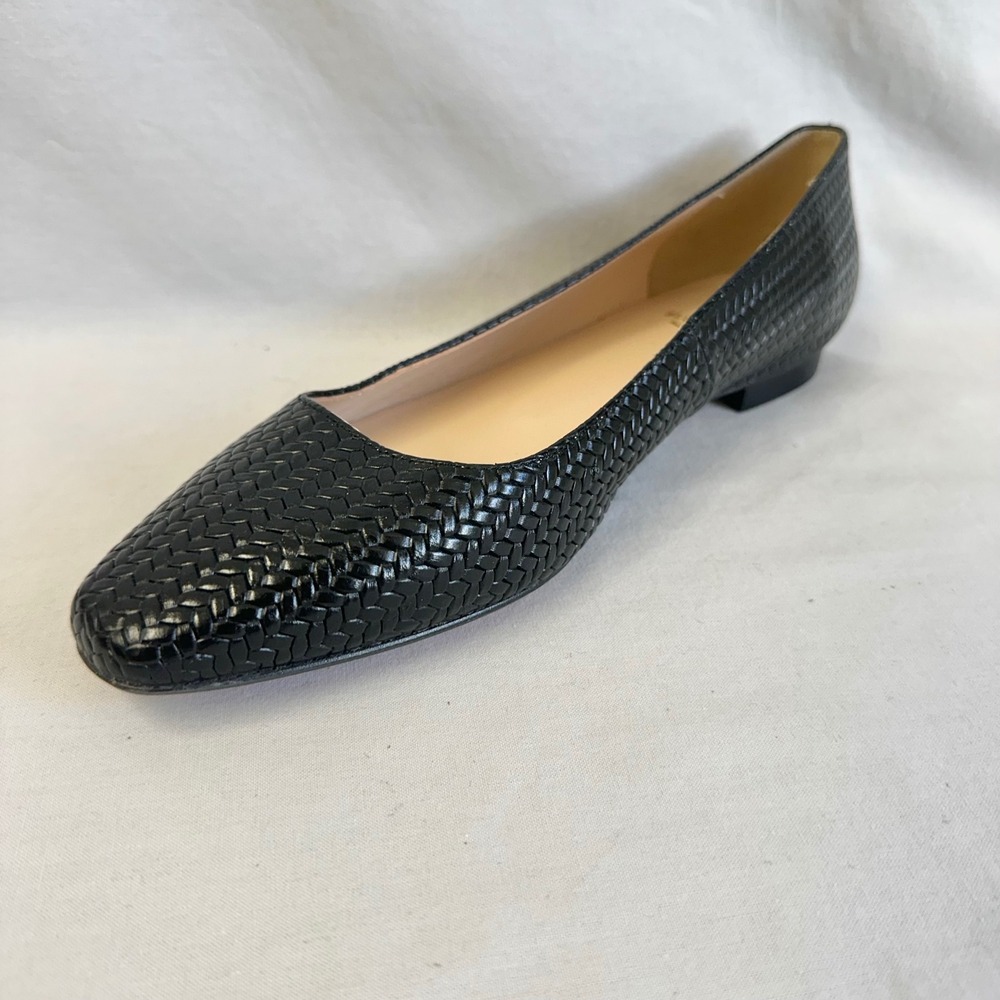 Blublonc Black Woven Leather Ballet Flats Made in Spain Almond Toe Size 40